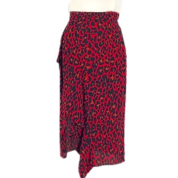 Zara Basics Dresses & Skirts - Zara Red and Black Leopard Print Draped Top Skirt Size X-Small